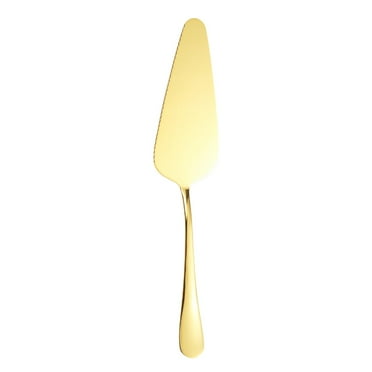 Gold Stainless Steel Cake Server - Serrated Edge Pie Cutter for Desserts, Pizzas, and Weddings