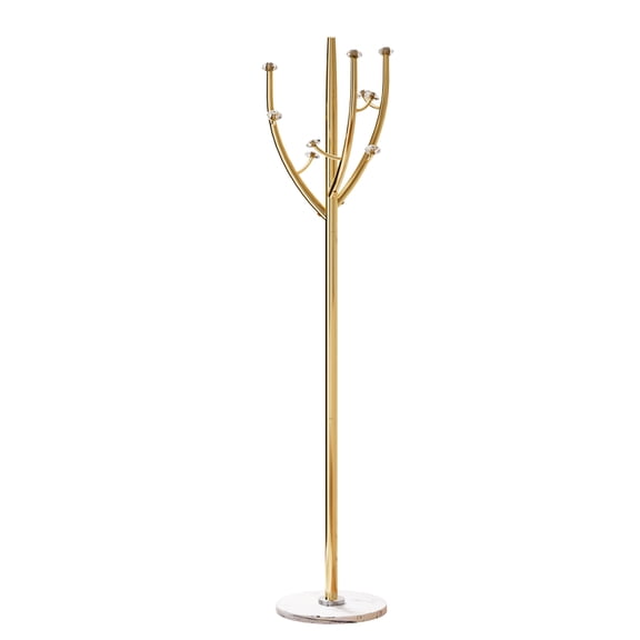 Gold Stainless Steel Coat Rack with Marble Base for Entryway