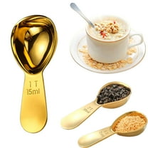 Gold Stainless Steel Coffee Scoop, 1 Tbsp 30ML Scoop Measuring Spoon, Short Handle Fits in Container, Rust-Resistant & Drop-Resistant, Suitable for Ground coffee, Milk, Powder Brewing