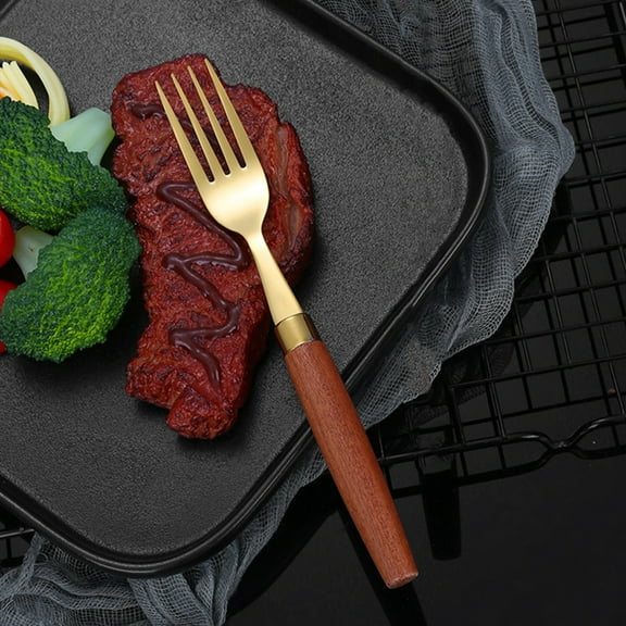 Gold Stainless Steel Fork, 8in Dinner Fork for Dining Table, Durable Reusable Flatware for Kitchen, Elegant Gold Cutlery