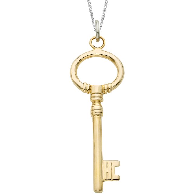 Gold Stainless Steel Key Necklace