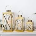 thumbnail image 1 of Gold Stainless Steel Lantern Set of 3 with Tempered Glass Panels for Indoor&Outdoor(Gold), 1 of 8