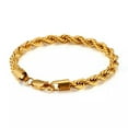 thumbnail image 1 of Gold Stainless Steel Rope Chain Bracelet Women Mens Twist Chain 18K Gold Plated, 1 of 9