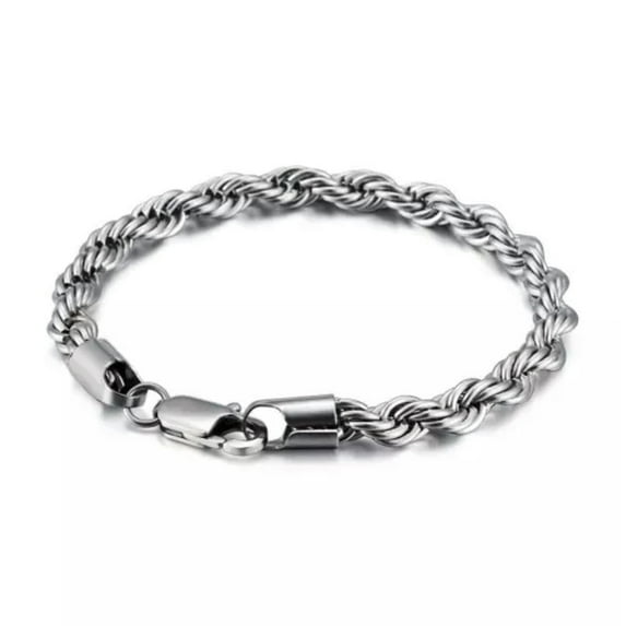 Gold Stainless Steel Rope Chain Bracelet Women Mens Twist Chain 18K Gold Plated