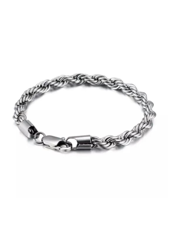 Gold Stainless Steel Rope Chain Bracelet Women Mens Twist Chain 18K Gold Plated