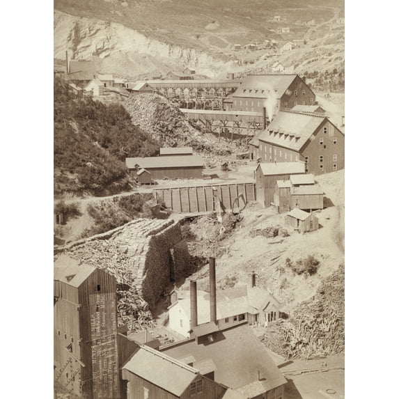 Gold Stamp Mills, 1888. /Ncaledonia And Deadwood Gold Stamp Mills At Terraville, South Dakota. Photograph By John Grabill, 1888. Poster Print by (24 x 36)