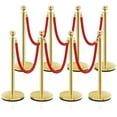 thumbnail image 1 of Gold Stanchions, Red Carpet Ropes and Poles, Stainless Steel Barriers for Party, Museums, Wedding, Easy Connect Assembly, 1 of 6