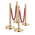 Gold Stanchions and Red Velvet Ropes 4Pcs, Stainless Steel Posts ...
