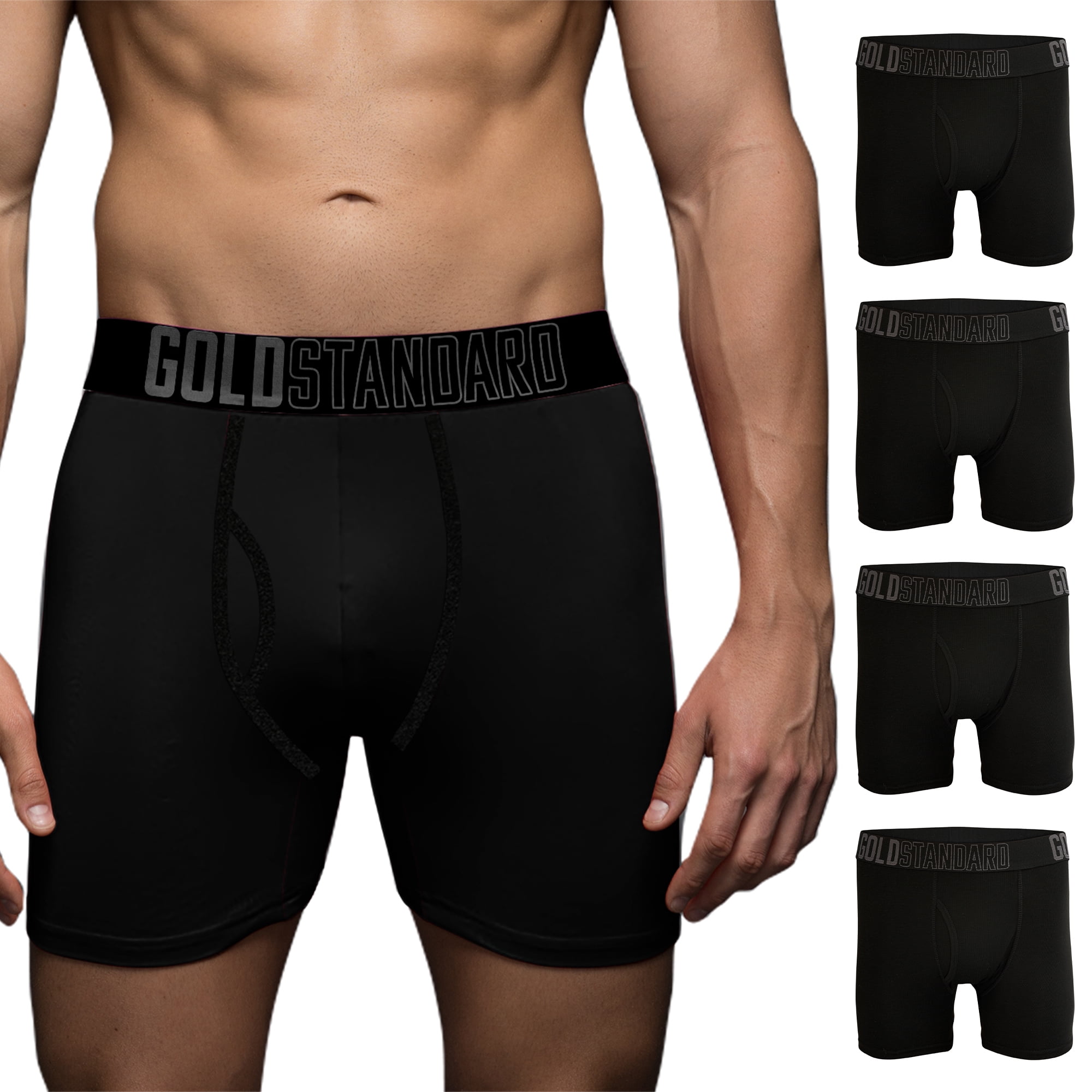Gold Standard Mens 4Pack Performance Boxer Briefs Athletic Underwear