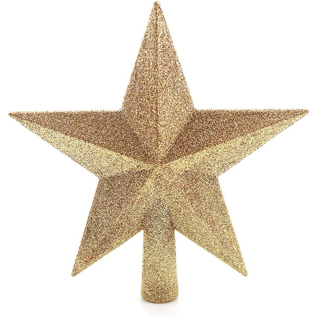 Gold Star Christmas Tree Topper Glitter Treetop Decor