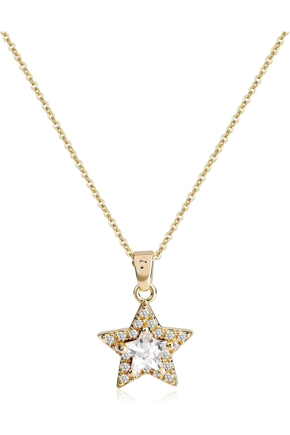 Gold Star Cubic Zirconia Necklace for Women, 14K Gold Plated Dainty Jewelry for Women[l975]