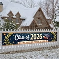 thumbnail image 1 of Gold Star Design Graduation Banner Laurel Leaf Decor Graduation Backdrop Shiny Lettering Navy Blue Background Academic Background for Graduation Ceremony Class of 2026 Celebration Senior Grad Party, 1 of 9