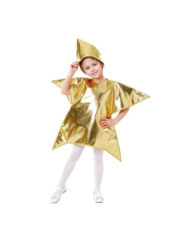 Gold Star Outfits for Kids Foam Star Shaped Outfit for Festival Plays Holiday Performances