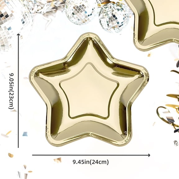 Gold Star Paper Plates 32 Pack 9.45 Inch Disposable Dinnerware for Parties Weddings and Events