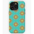 thumbnail image 1 of Gold Star Petal Pattern Turquoise Design G2343 Phone Case for iPhone17 16 15 14 13 12 11 Pro Max, 1 of 2