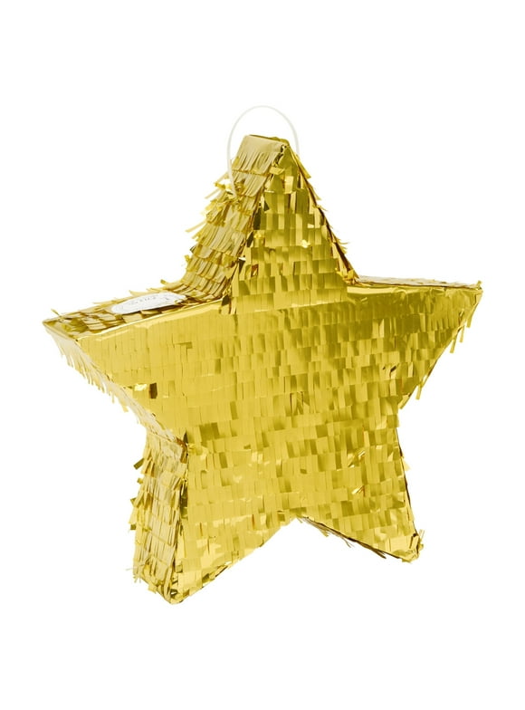 Gold Star Pinata for Kids Birthday, Twinkle Twinkle Little Star Gender Reveal Party Decorations, Baby Shower (Small, 13 x 3 In)