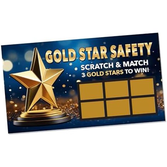 Gold Star Safety Scratch Off Cards (100 Cards) - Workplace Safety Scratch Off Game Tickets$$Home Decor, Kitchen, & Other
