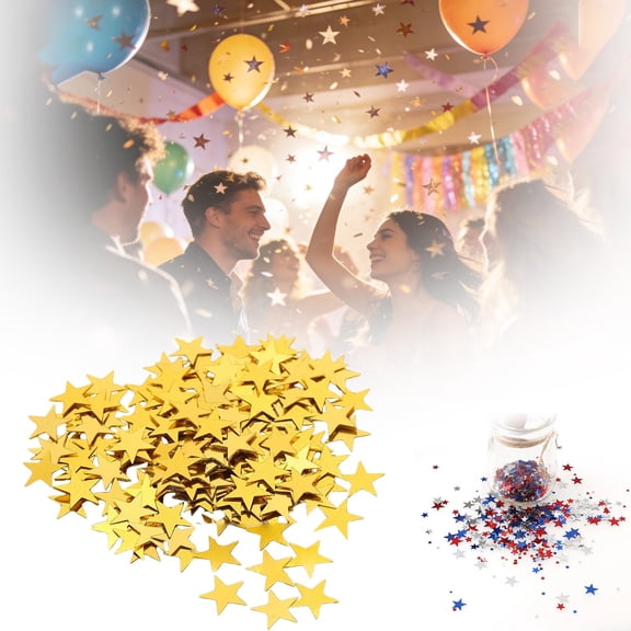 Gold Star Shaped Glitter Confetti – Sparkling Plastic Sequins for Birthday Party Table Scatter, Wedding Toss & Photo Booth Decoration
