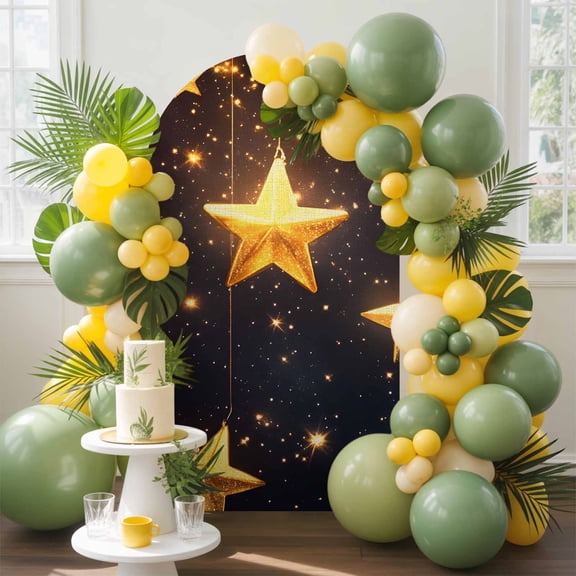Gold Star Starry Sky Arch Backdrop Cover Stretchy Spandex Arch Cover 6ft, Galaxy Theme Round Top Chiara Stand Covers for Wedding Birthday Party Ceremony Banquet