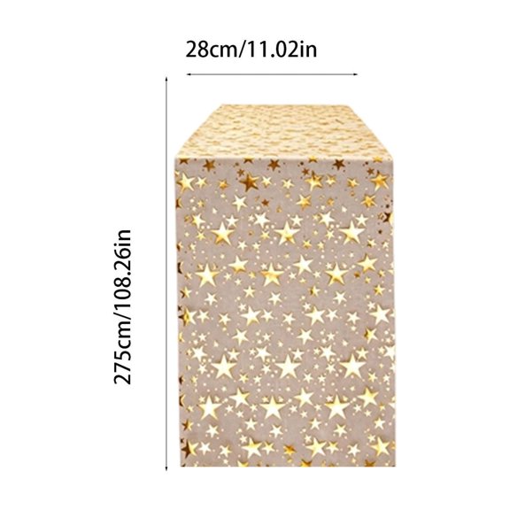 Gold Star Table Runner Sheer Mesh Design for Wedding Birthday Holiday Dining Table Centerpiece Decor YYUZH