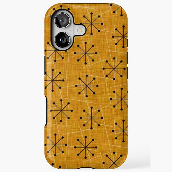 Gold Starbursts Retro Atomic Mid Century Modern Minimalist Pattern Case 17 16 15 14 13 12 11 Pro Max