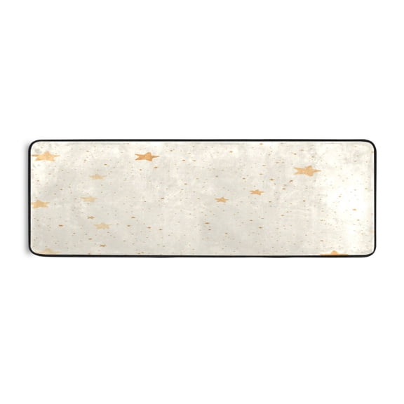 Gold Stars 72x24" Runner Rug, Non-Slip Memory Foam Cushion, Anti-Crease for Hallways and Bedrooms