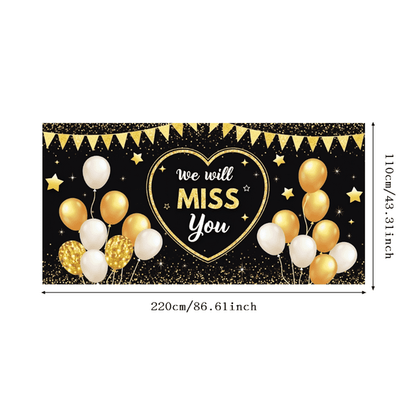 Gold Stars Farewell Banner Heart Design Glitter Balloons for Goodbye Party Retirement Event Indoor Celebration