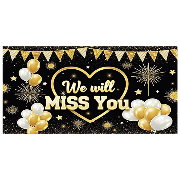 Gold Stars Farewell Banner Heart Design Glitter Balloons for Goodbye Party Retirement Event Indoor Celebration
