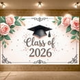 thumbnail image 1 of Gold Stars Graduation Banner Graduation Cap Class of 2026 Backdrop Diploma Black Tassel Grad Party Background for Graduation Party Class of 2026 Celebration Commencement Ceremony, 1 of 8