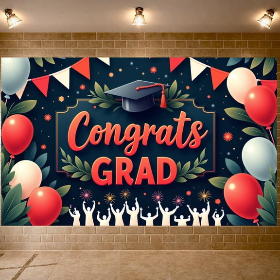 Gold Stars Graduation Banner Graduation Cap Class of 2026 Backdrop Diploma Black Tassel Grad Party Background for Graduation Party Class of 2026 Celebration Commencement Ceremony