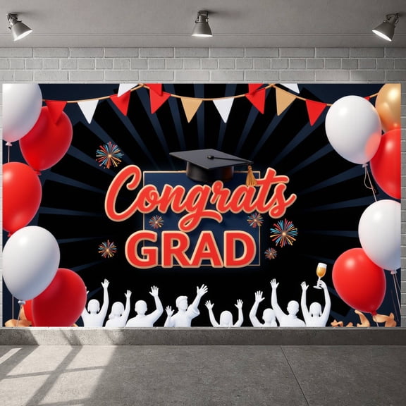 Gold Stars Graduation Banner Graduation Cap Class of 2026 Backdrop Diploma Black Tassel Grad Party Background for Graduation Party Class of 2026 Celebration Commencement Ceremony