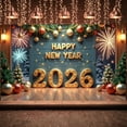 thumbnail image 1 of Gold Stars Happy New Year Banner Fireworks Design 2026 New Year Display Christmas Ornaments Wooden Backdrop New Year Backdrop for New Year Party Holiday Celebration Indoor Decoration, 1 of 9