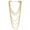 Gold Statement Necklace Waterfall MultiStrand Curb Link Rolo Chains