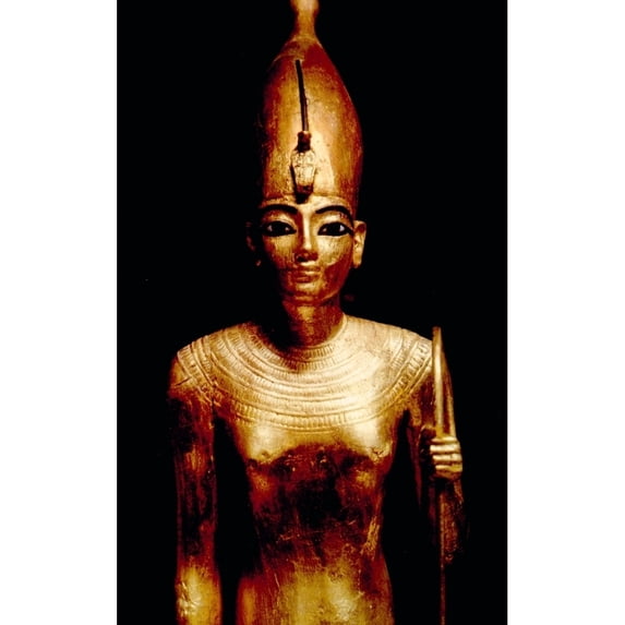 Gold Statue Of King Tutankhamun With The Serpent Crown Of Upper Egypt History (18 x 24)
