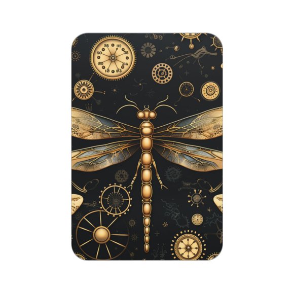 Gold Steampunk Dragonfly Black Golden Acrylic Fridge Magnets Decorative Refrigerator Magnets for Kitchen Office Whiteboard Locker