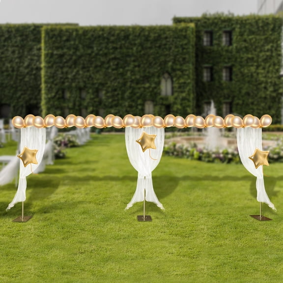 Gold Steel Pipe & Base Freestanding Event Backdrop Frame 1.5x3m to 3x6m Expandable Structure for Wedding, Party