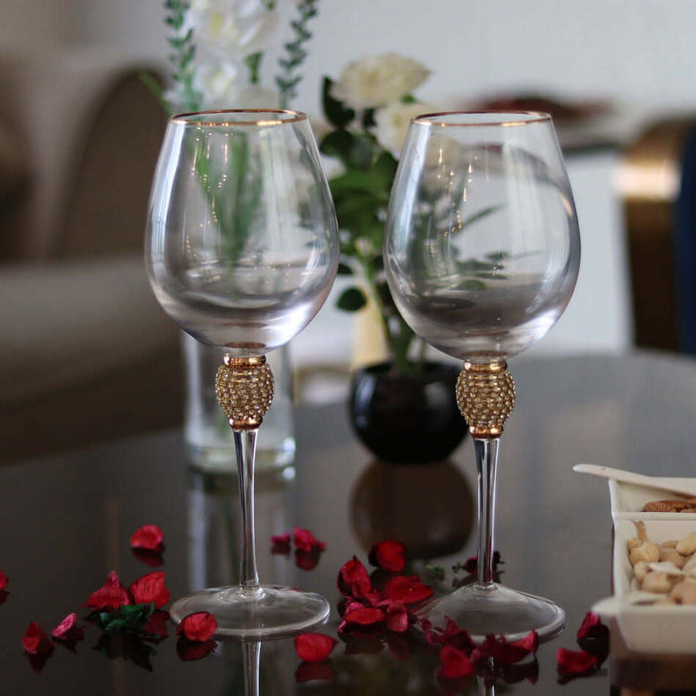 Gold Stem Wine Glass Set of 2,500 ML Luxurious and Elegant Sparkling