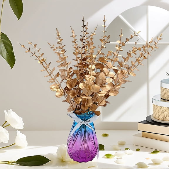 Gold Stems Artificial Leaves, Artificial Branches for Wedding Bouquet, Home Decor, DIY Floral Arrangements, Vase and Centerpiece Decoration