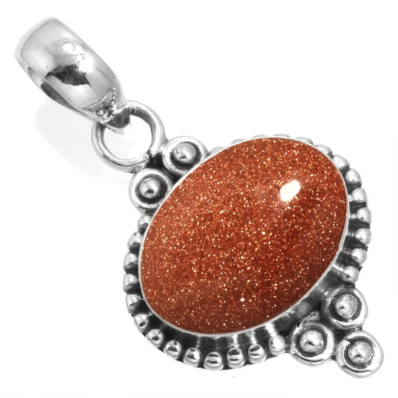 Gold Stone Pendant 925 Sterling Silver Handmade Jewelry