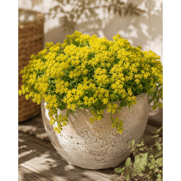 Gold Stonecrop Live Rooted Plant Plugs Hardy Succulent Ground Cover Starter Plants Pink Fall Blooms Drought Tolerant Perennial Sedum for Outdoor Gardens & Rock Gardens (3 Plugs)