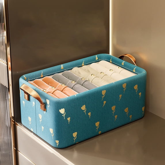 Gold Storage Basket,Foldable Large Capacity Clothes Organizer,Washable Household Storage Bin,Underwear Laundry Storage Box,Stylish Home Storage Basket,Multi-Purpose Fabric Storage Container