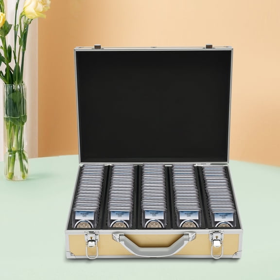 Gold Storage & Display Aluminum Alloy Box Case Holds 100 Coin Holders Slabs 16.5*12.5*4.5