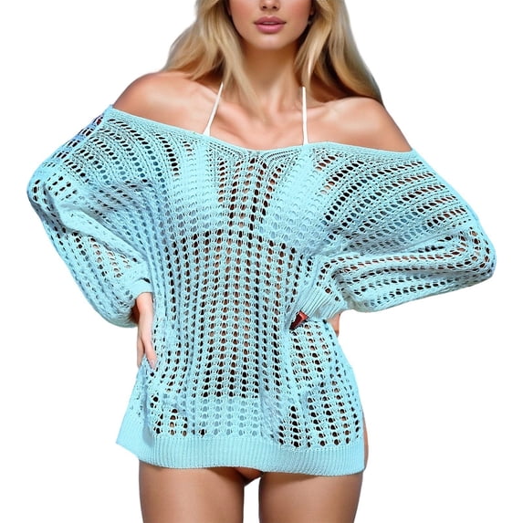 Gold Strapless Crochet Bikini Cover Up Sheer Hollow Out Beach Dress, Lightweight Loose Knit Summer Swimwear Shawl for Women
