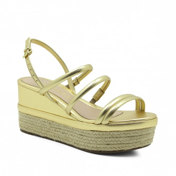 Gold Strappy Platform Wedge