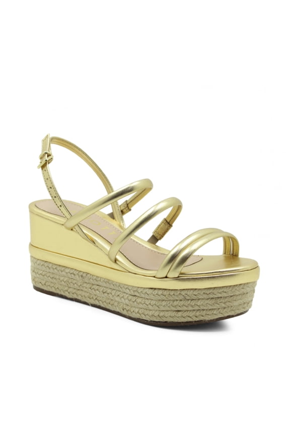 Gold Strappy Platform Wedge