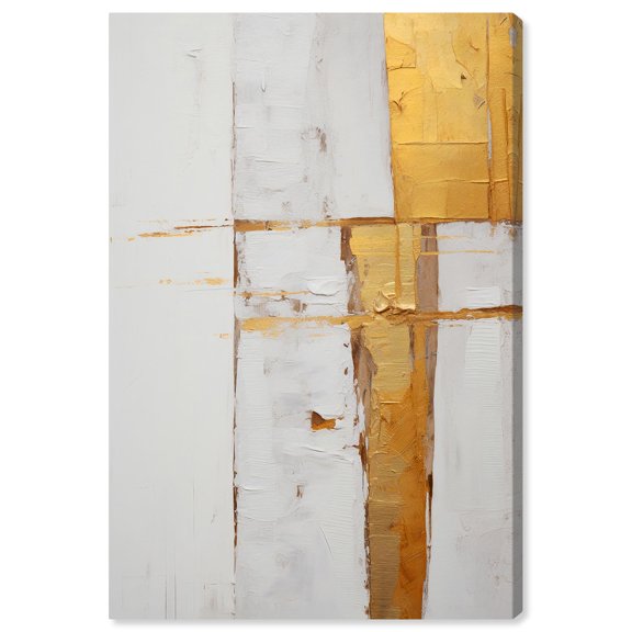 Gold Street Map Canvas Elegant White and Gold Art by Art Remedy, Gallery Wrapped, 36" x 54"