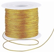 Gold String Metallic Cord 1mm Tinsel String Thread for Craft Jewelry Making Gift Wrapping Hanging Ornament 100 Meters