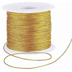 Gold String Metallic Cord 1mm Tinsel String Thread for Craft Jewelry Making Gift Wrapping Hanging Ornament 100 Meters
