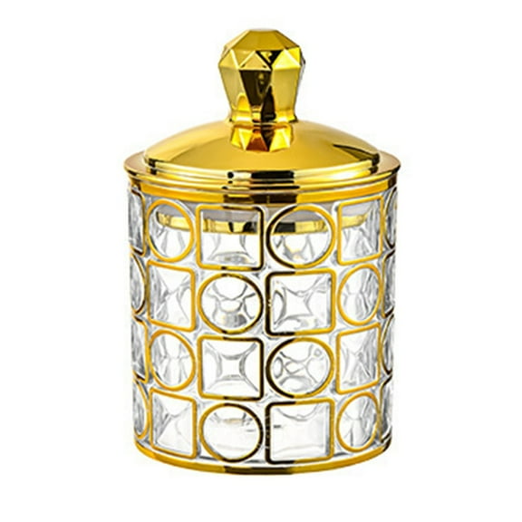 Gold Striped Round Jar With Airtight Lid Stylish Sealed Storage Container For Food And Snacks In Kitchen Or Living Area