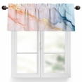 thumbnail image 1 of Gold Striped Valances for Windows, 60 x 18in, Marble Blue Pink Gradient Stripes Rod Pocket Kitchen Valance Curtain Light Filtering Window Treatments for Living Room Bedroom, 1 Panel, 1 of 7